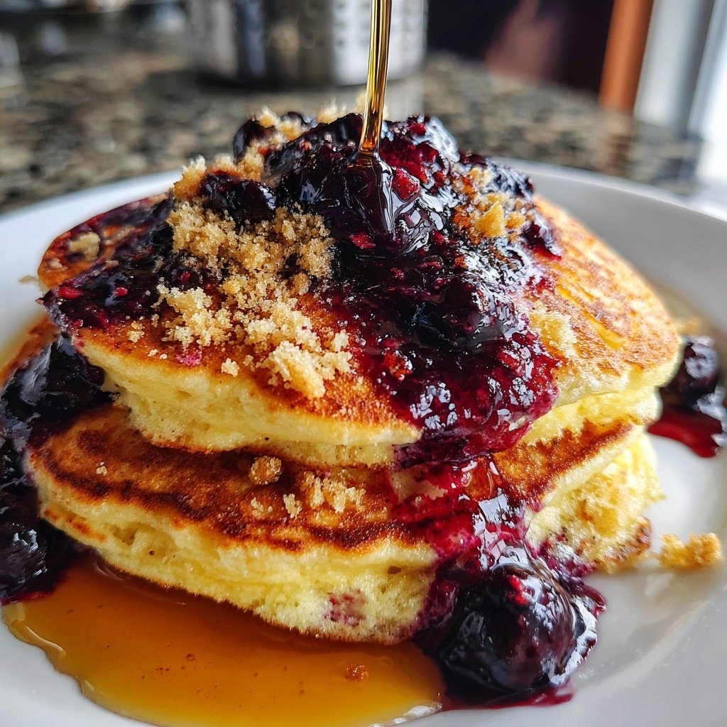 Blueberry Swirl Ricotta Pancakes for Brunch​