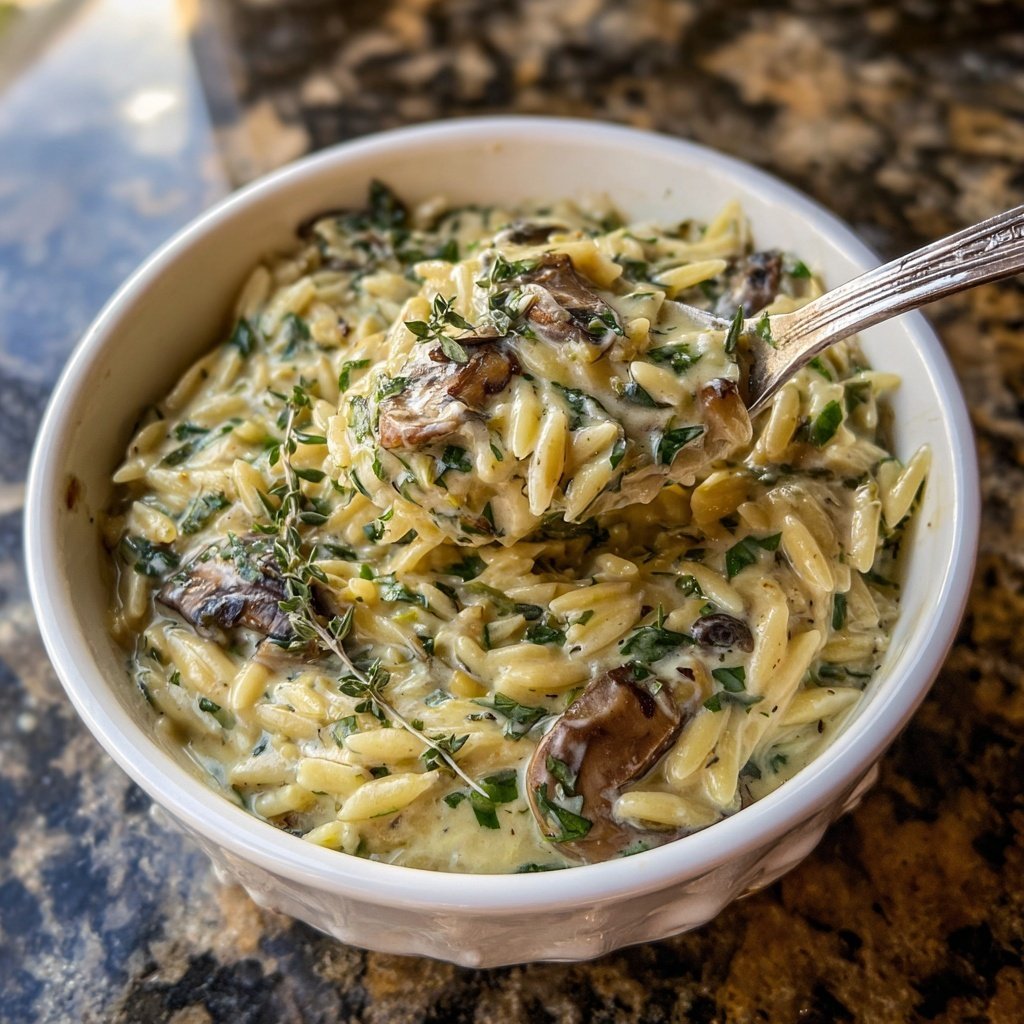 Creamy Herb Mushroom Orzo