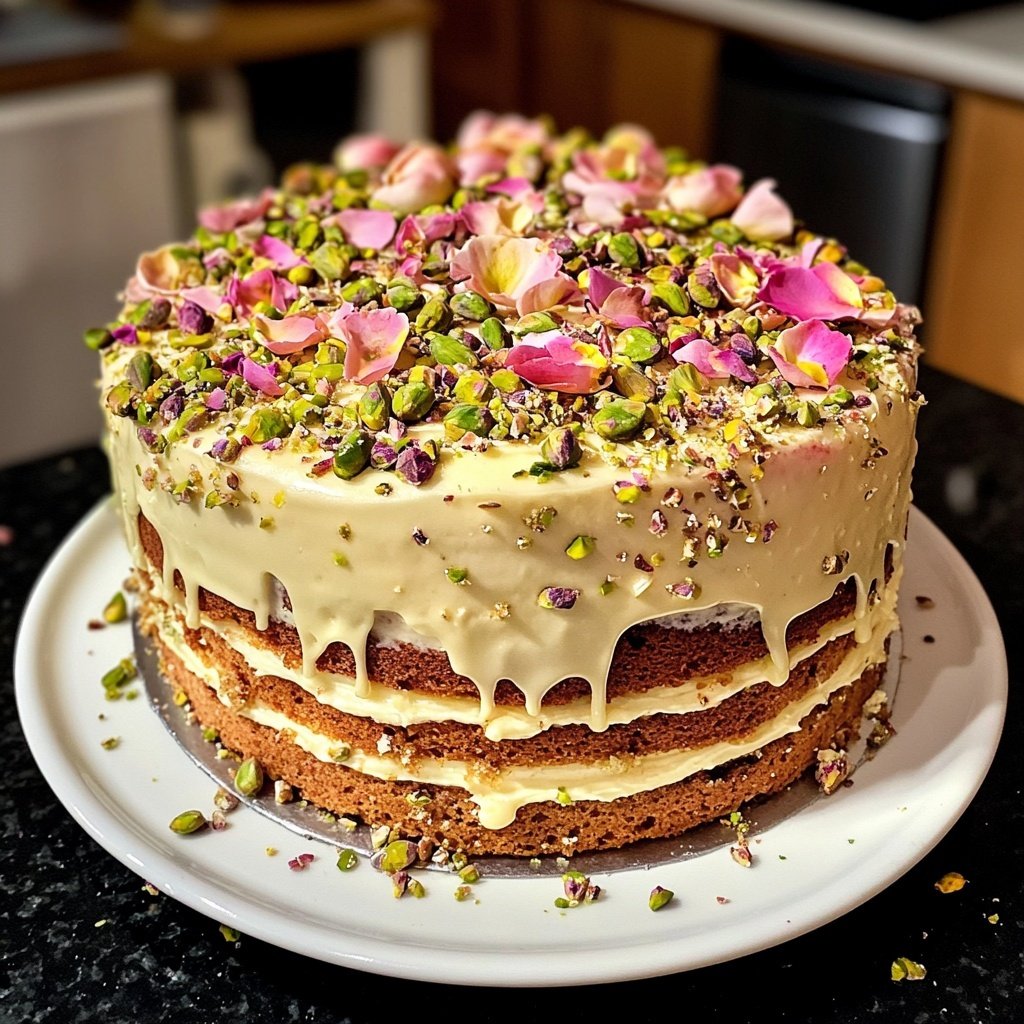 Capricorn Pistachio Rose Cake