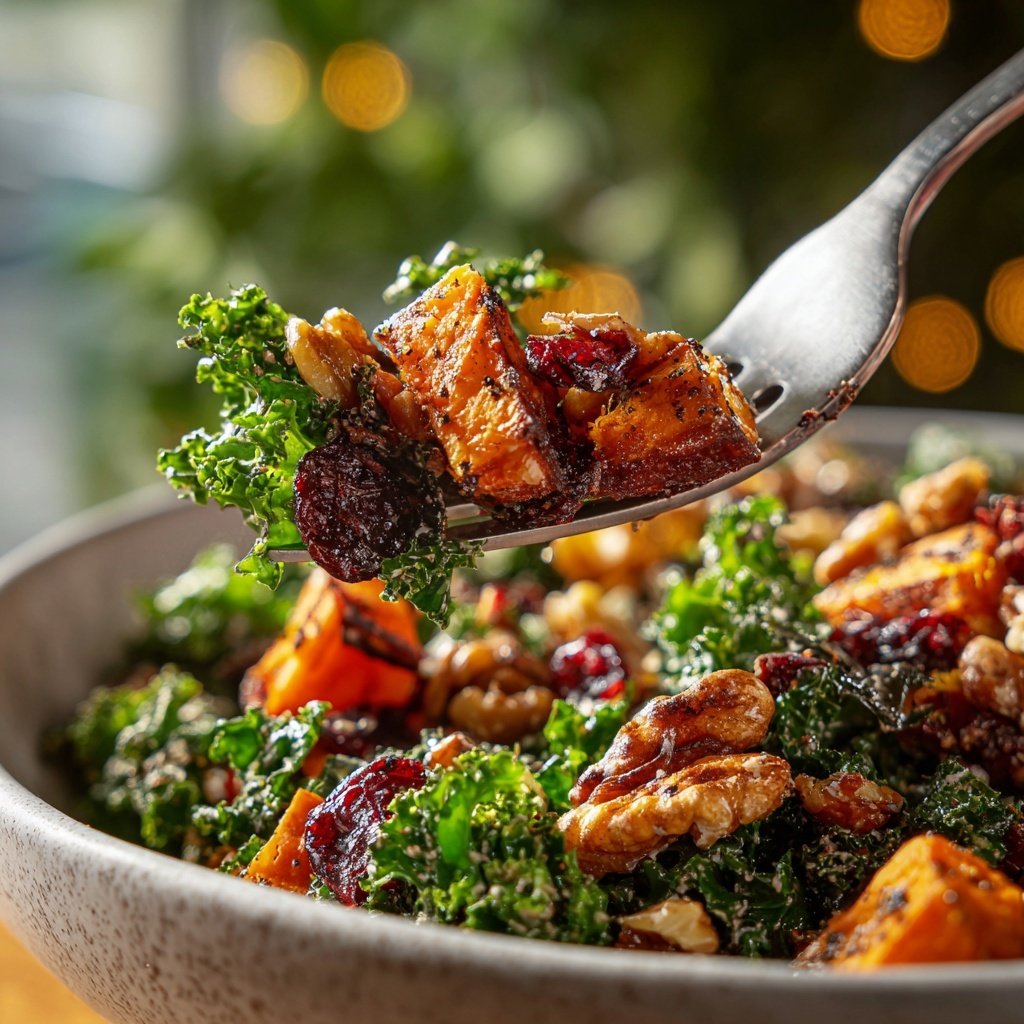 Kale Sweet Potato Salad with Cranberries