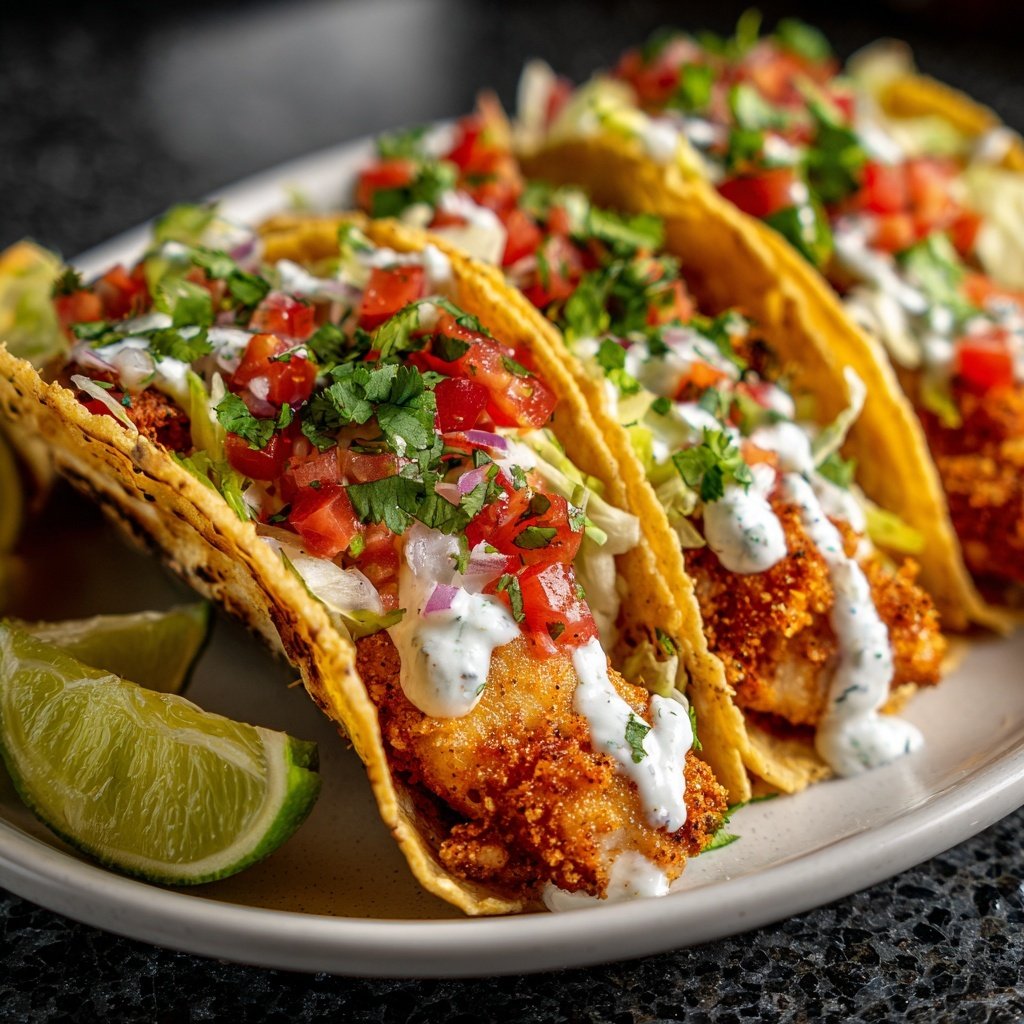 Fish Tacos with Lime Crema