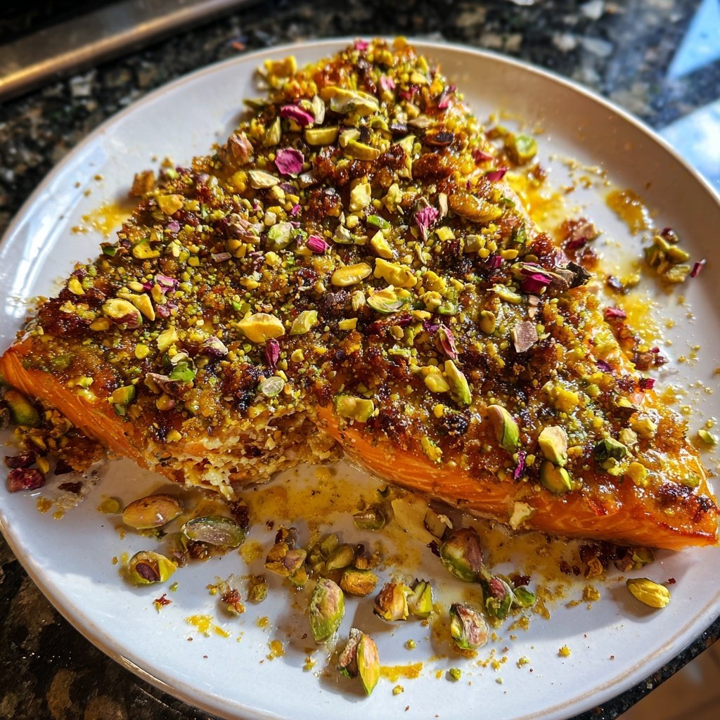 Confit Salmon with Tahini Pistachio