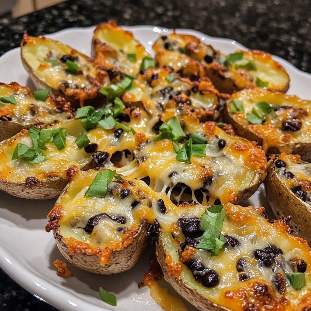 Loaded Potato Skins Black Bean