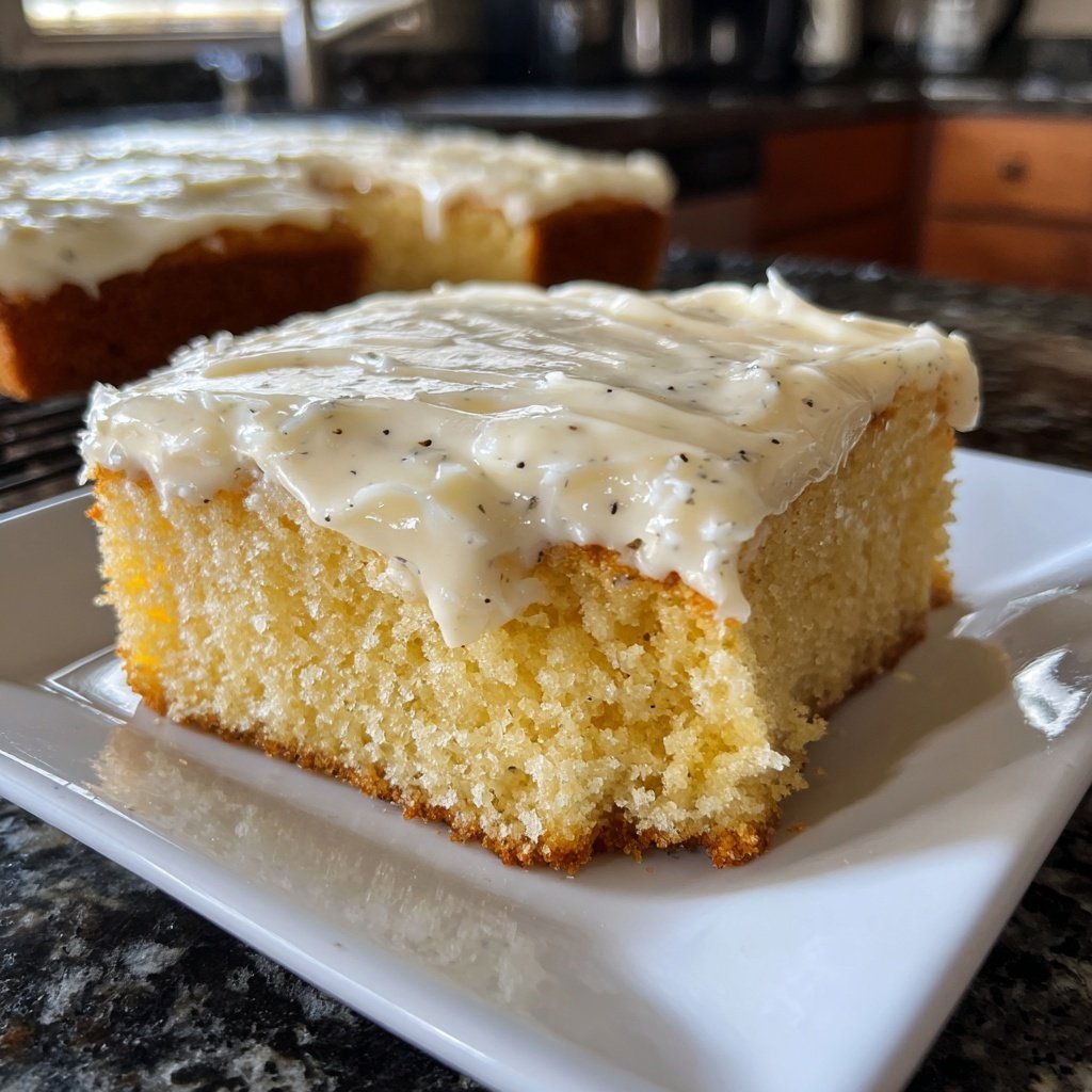 Vanilla Bean Sheet Cake with Cream Cheese Frosting