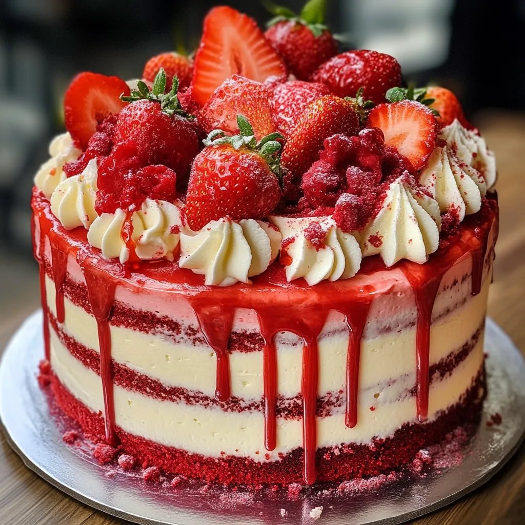 Strawberry Red Velvet Cream Cake
