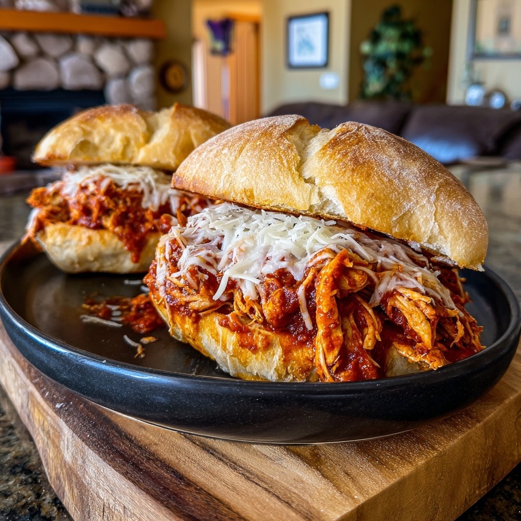 Slow Cooker Italian Chicken Sandwiches
