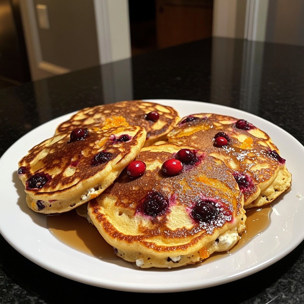 Fluffy Cranberry Orange Ricotta Pancakes