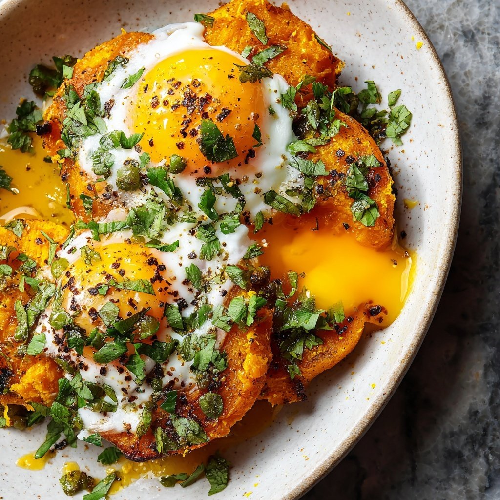 Turmeric Sweet Potatoes Poached Eggs