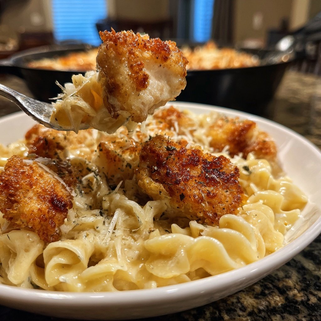 Crispy Chicken with Creamy Pasta
